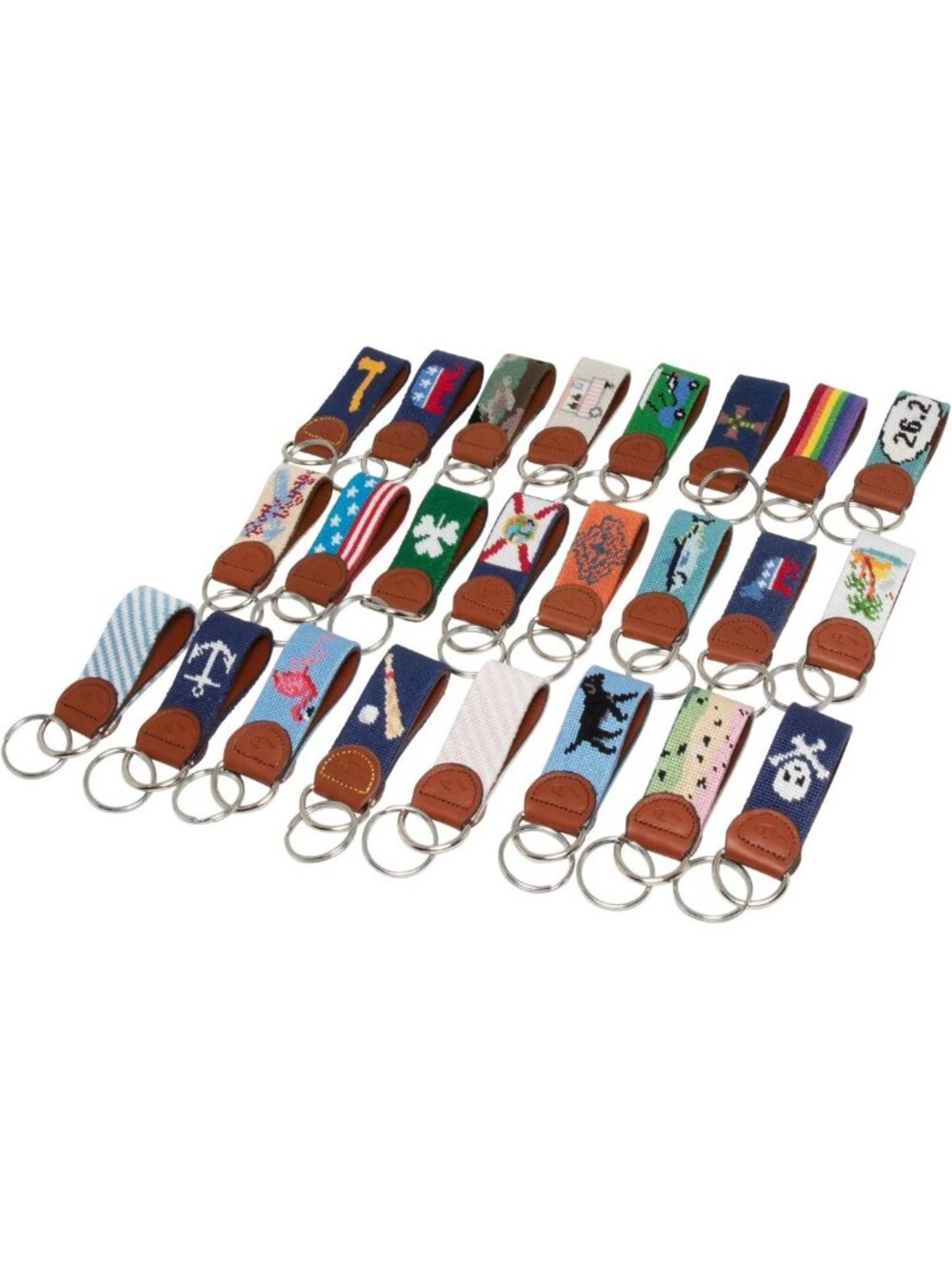 Hand-Stitched Leather Needlepoint Key Fob | Unique Key Chain Accessory - Picture 6 of 6